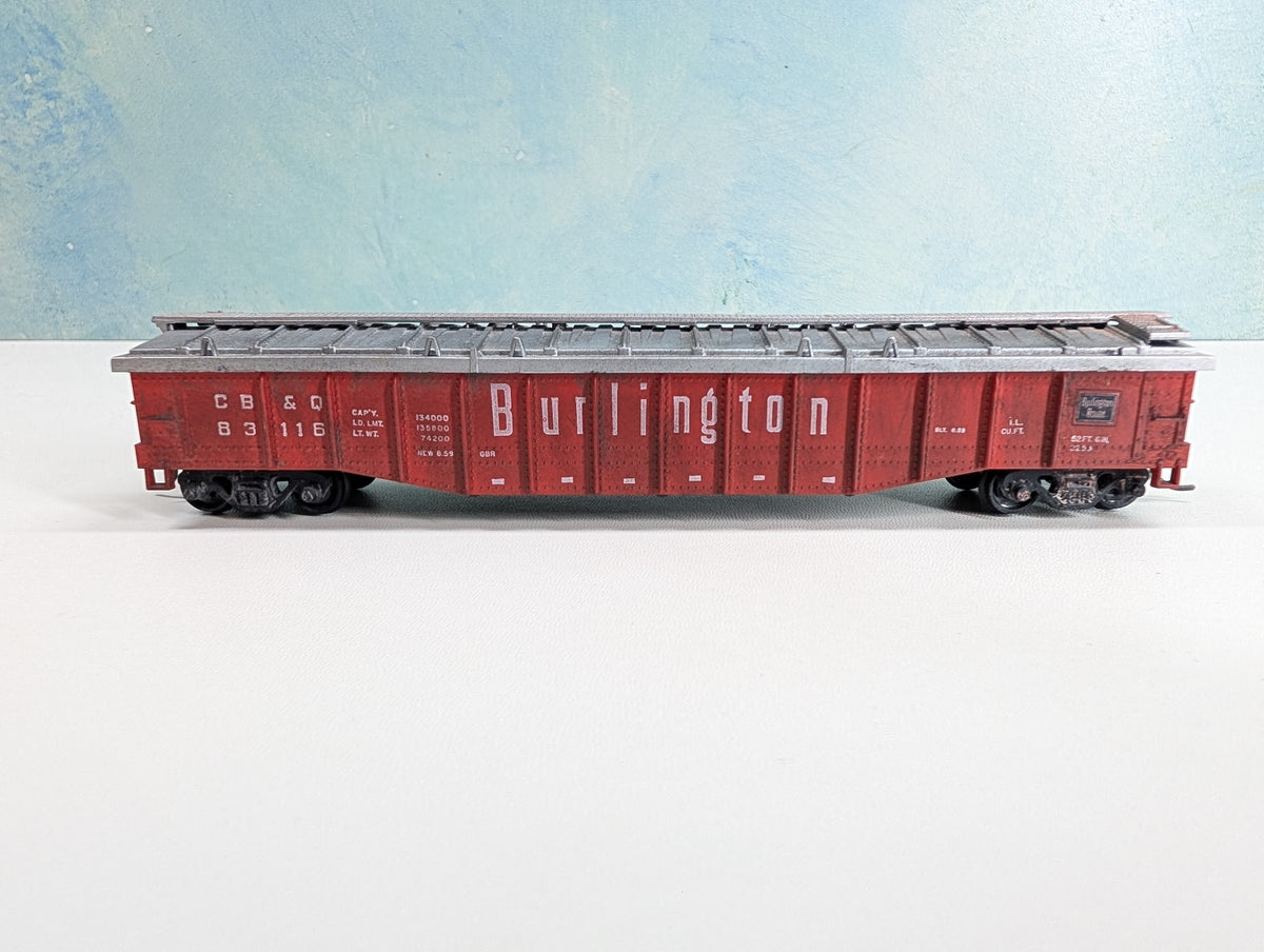 USED Athearn HO Scale 50' Covered Gondola Burlington CB&Q #83116 Weathered