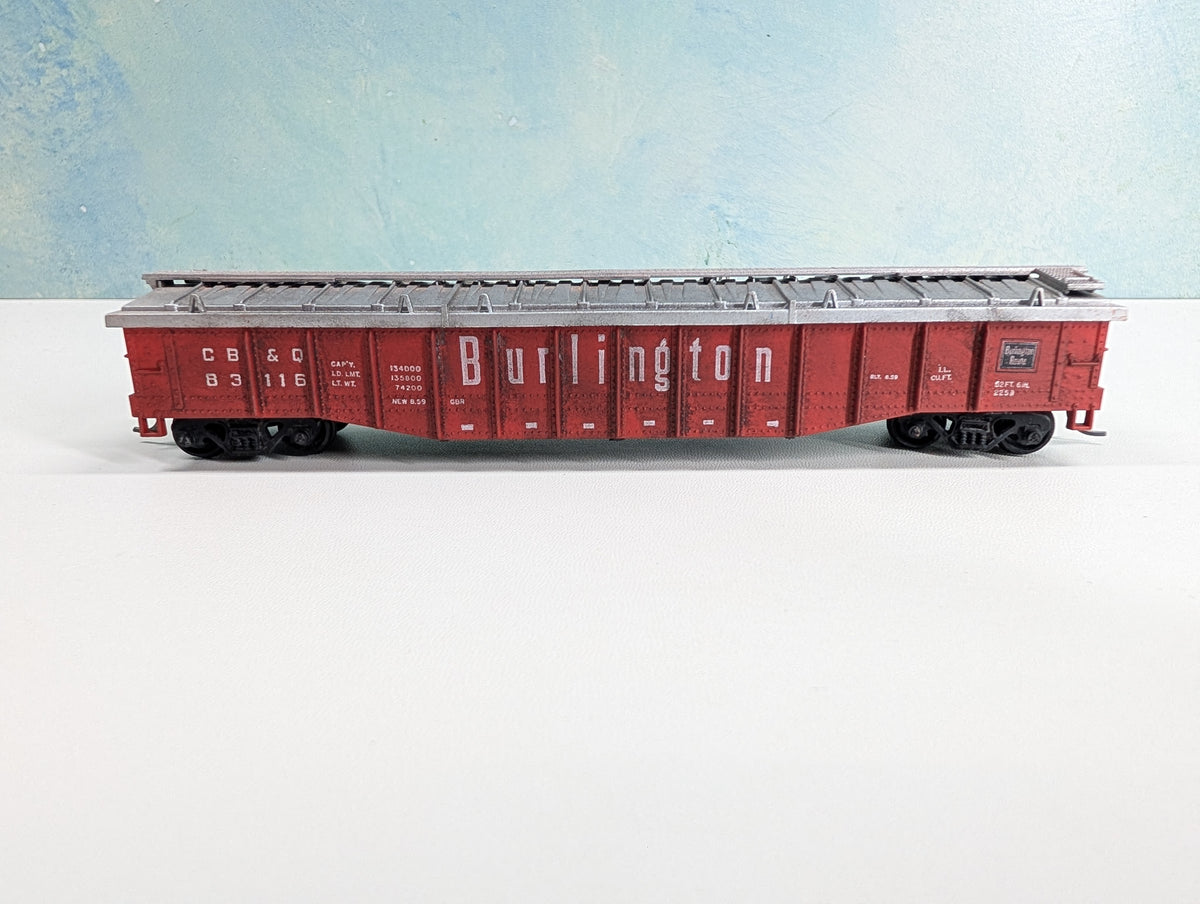 USED Athearn HO Scale 50' Covered Gondola Burlington CB&Q #83116 Weathered