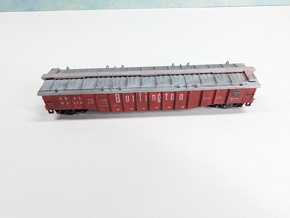 USED Athearn HO Scale 50' Covered Gondola Burlington CB&Q #83116 Weathered