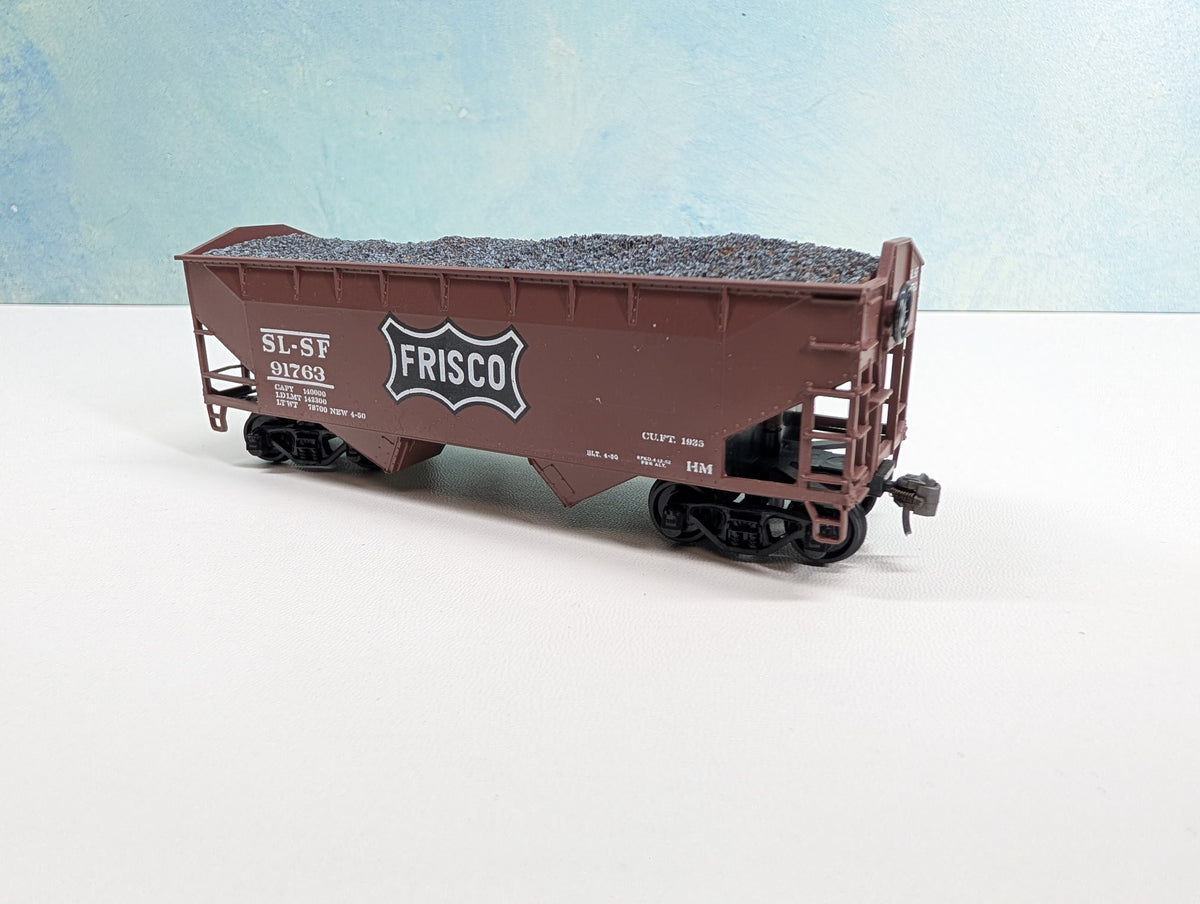 USED Athearn HO Scale 2 Bay Hopper w/ Load Frisco SLSF #91763