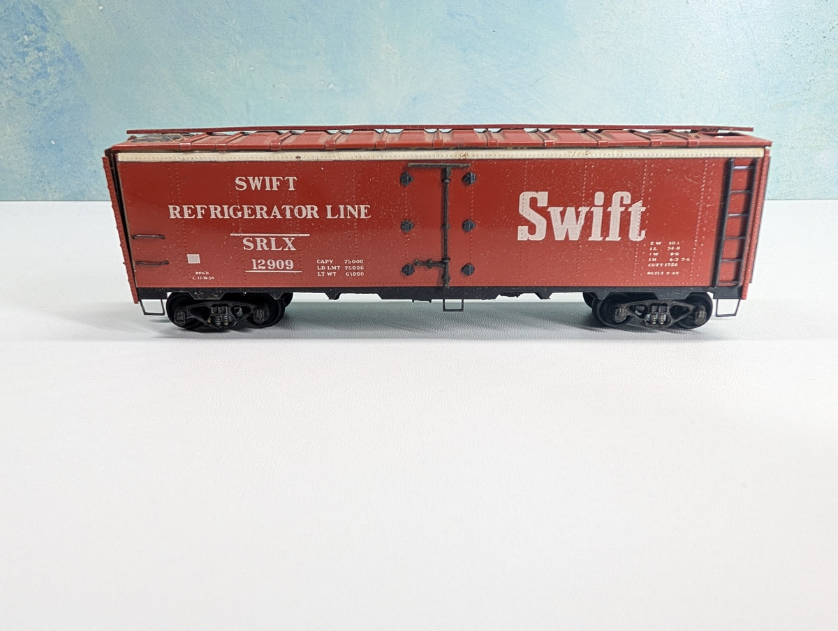 USED Athearn A 409 HO Scale 40' Box Car, Metal Swift Refrigerator Line SRLX #12909