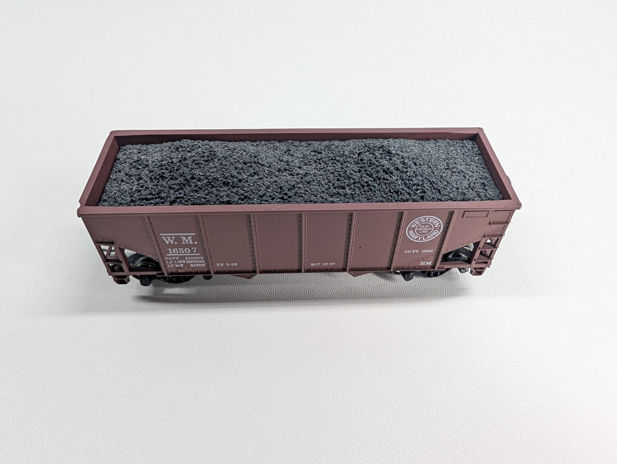 USED Athearn HO Scale 2 Bay Hopper w/ Load Western Maryland WM #16507 Metal Wheels