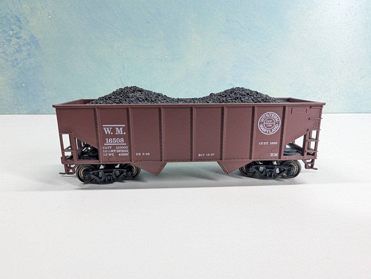 USED Athearn HO Scale 2 Bay Hopper w/ Load Western Maryland WM #16508 Metal Wheels