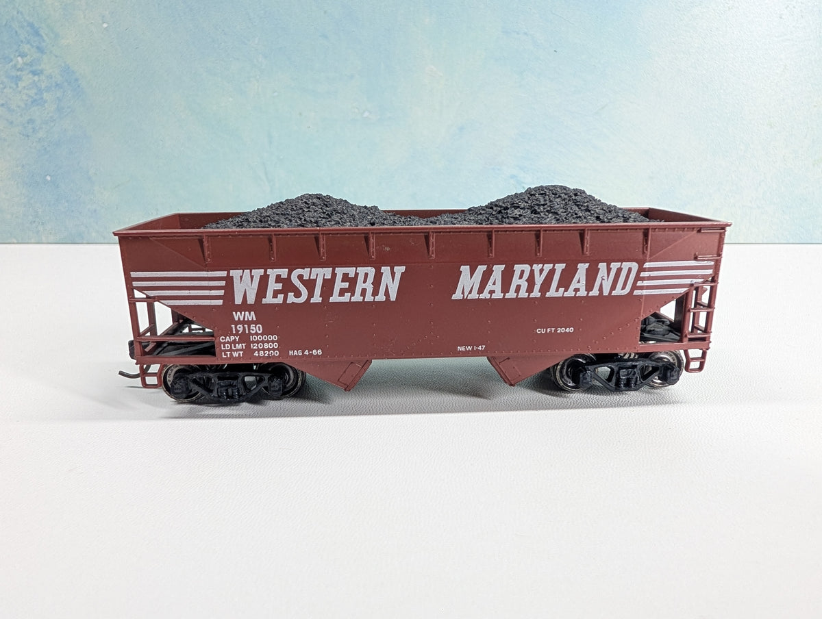 USED Athearn HO Scale Hopper w/ Coal Load Western Maryland WM #19150 Metal Wheels