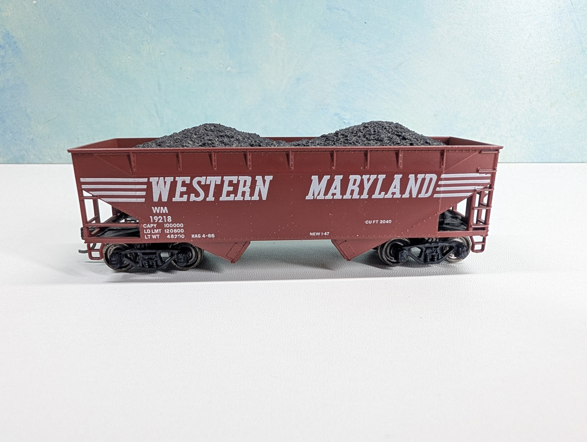 USED Athearn HO Scale Hopper w/ Coal Load Western Maryland WM #19218 Metal Wheels