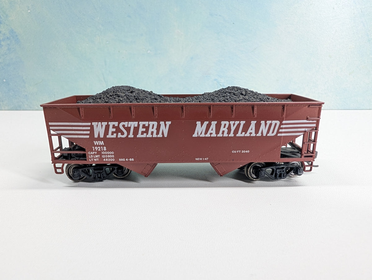 USED Athearn HO Scale Hopper w/ Coal Load Western Maryland WM #19218 Metal Wheels