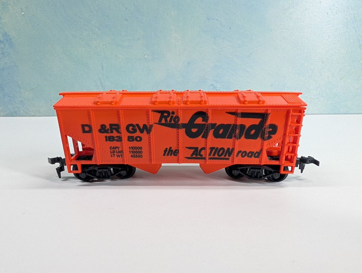 USED HO Scale 2 Bay Covered Hopper Rio Grande D&RGW #18350