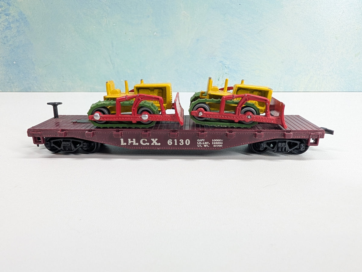 USED Marx HO Scale Flat Car w/ Dozer Load IHCX #6130