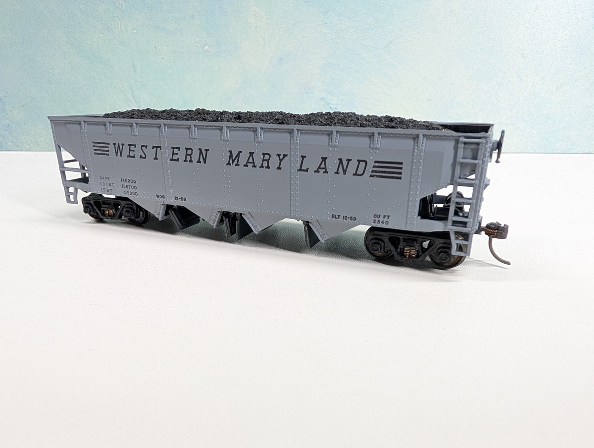 USED Athearn HO Scale Quad Hopper w/ Coal Load Western Maryland WM Metal Wheels