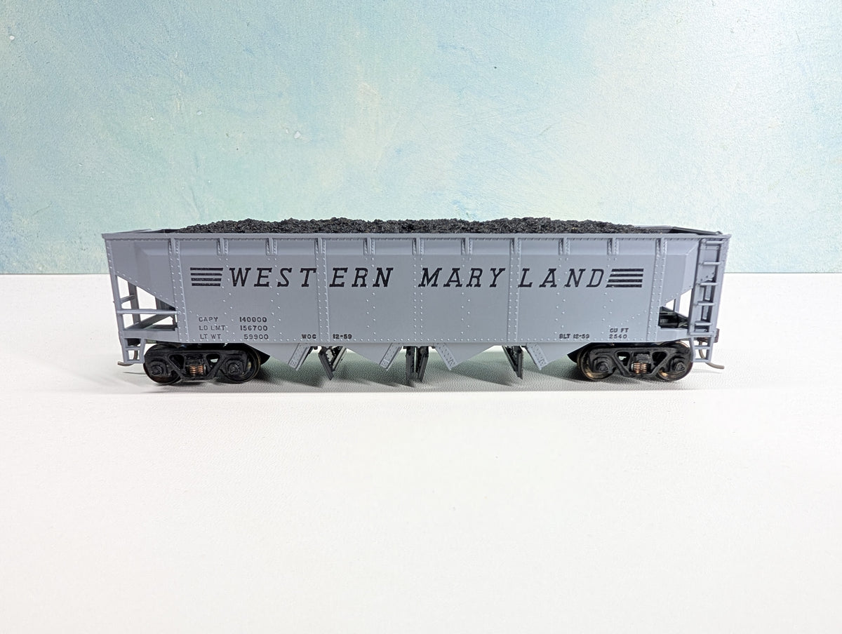 USED Athearn HO Scale Quad Hopper w/ Coal Load Western Maryland WM Metal Wheels