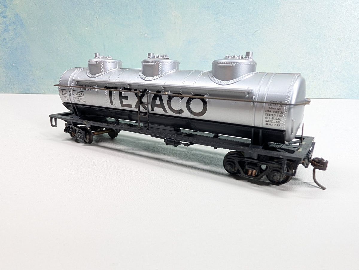 USED Athearn HO Scale Triple Dome Tank Car Texaco TCX #270 Metal Wheels
