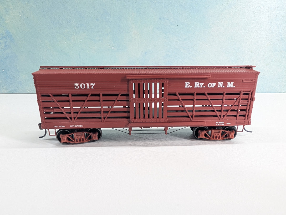 USED HO Scale Cattle Stock Car Eastern Railway of New Mexico E Ry of NM #5017 Metal Wheels