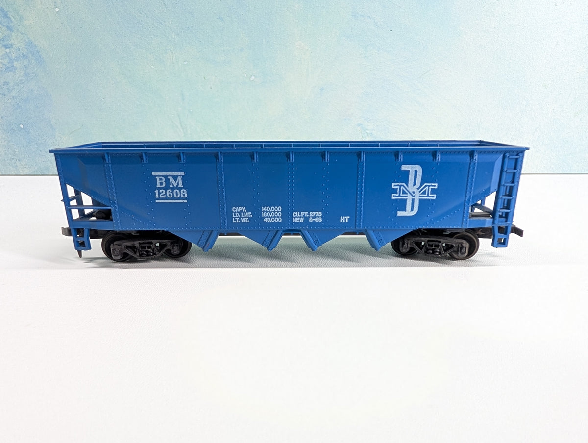 USED Tyco HO Scale Quad Hopper Boston and Maine BM #12608