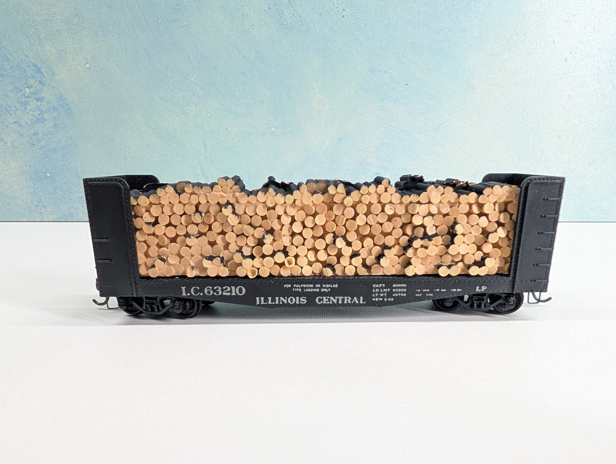 USED Athearn HO Scale Bulkhead Flat Car w/ Lumber Load Illinois Central IC #63210