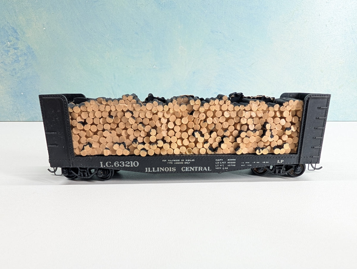 USED Athearn HO Scale Bulkhead Flat Car w/ Lumber Load Illinois Central IC #63210