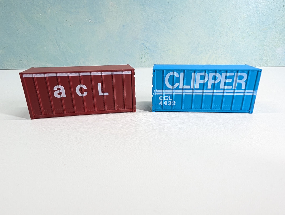 USED HO Scale 20' Containers ACL & Clipper (2 pcs)