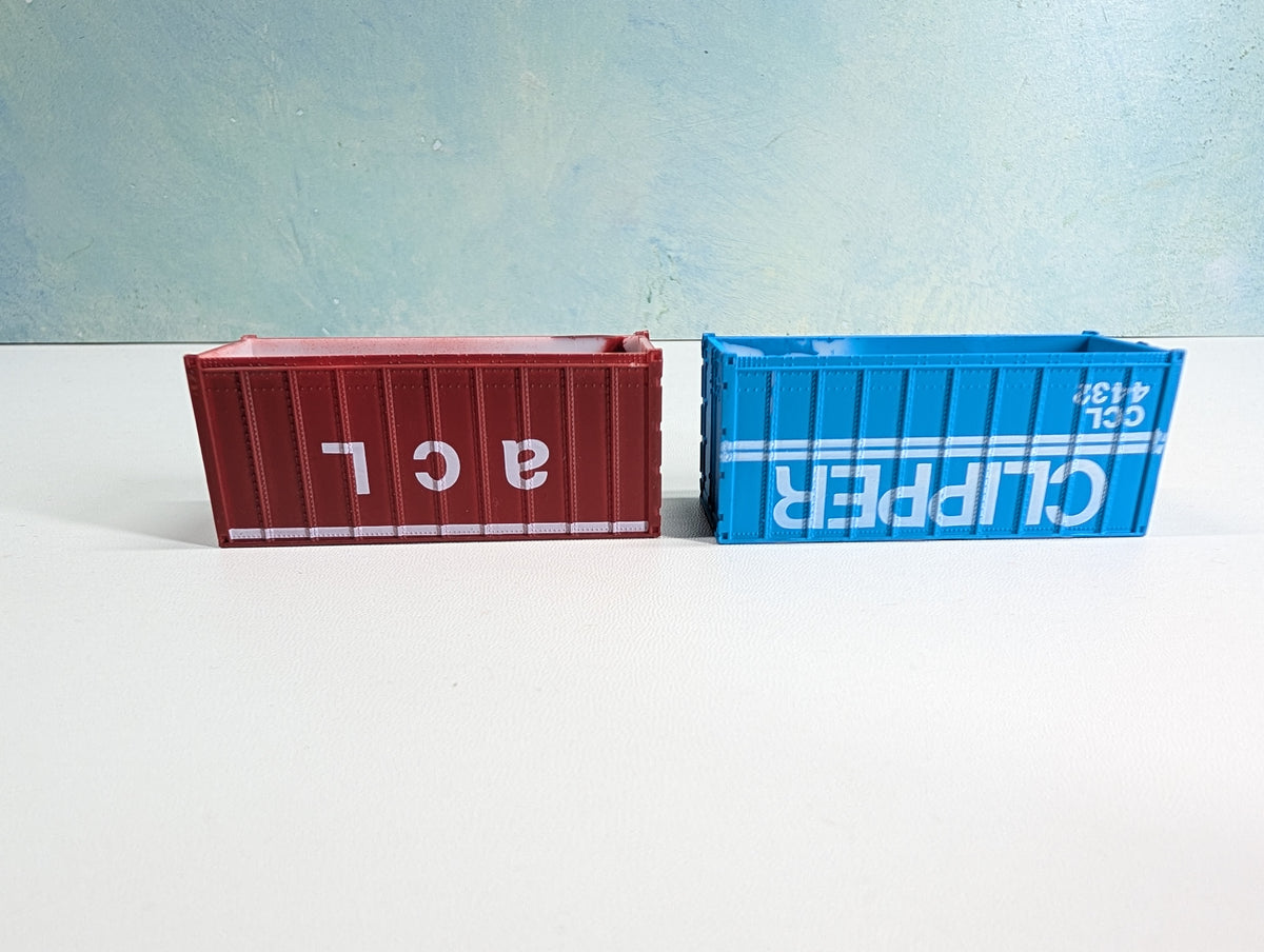 USED HO Scale 20' Containers ACL & Clipper (2 pcs)
