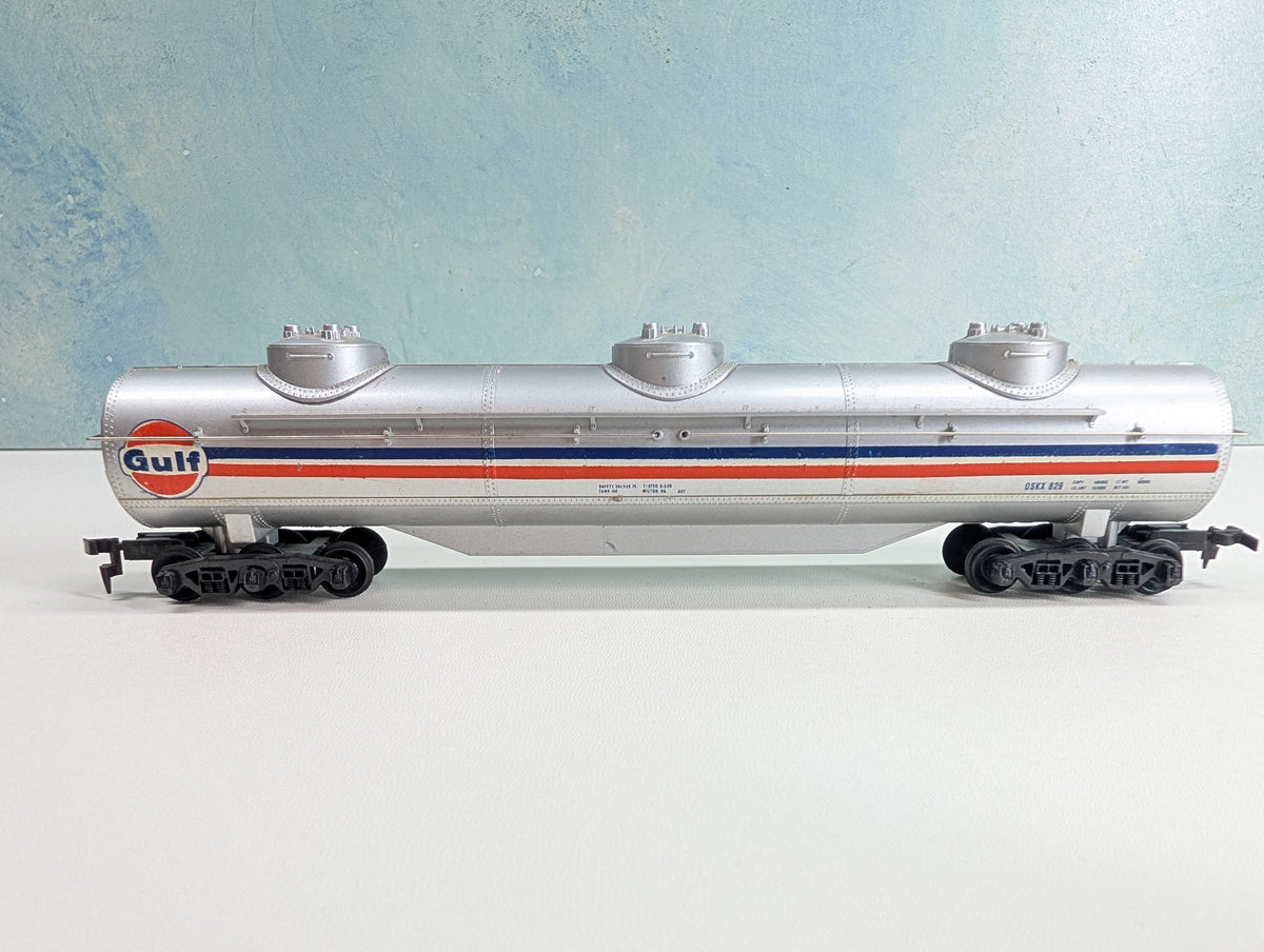 USED Tyco HO Scale Large Triple Dome Tank Car Gulf OSKX #829