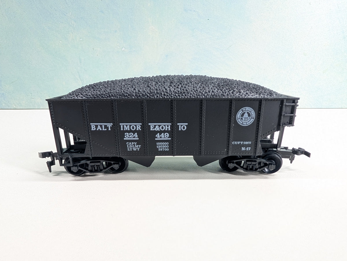 USED Life-Like HO Scale 2 Bay Hopper w/ Coal Baltimore and Ohio B&O #324449