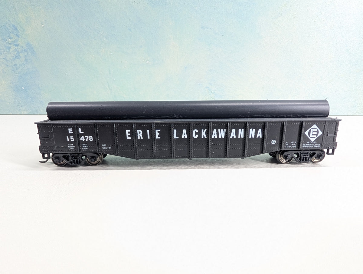 USED Athearn HO Scale 50' Gondola w/ Pipe Load Erie Lackawanna EL #15478 Metal Wheels