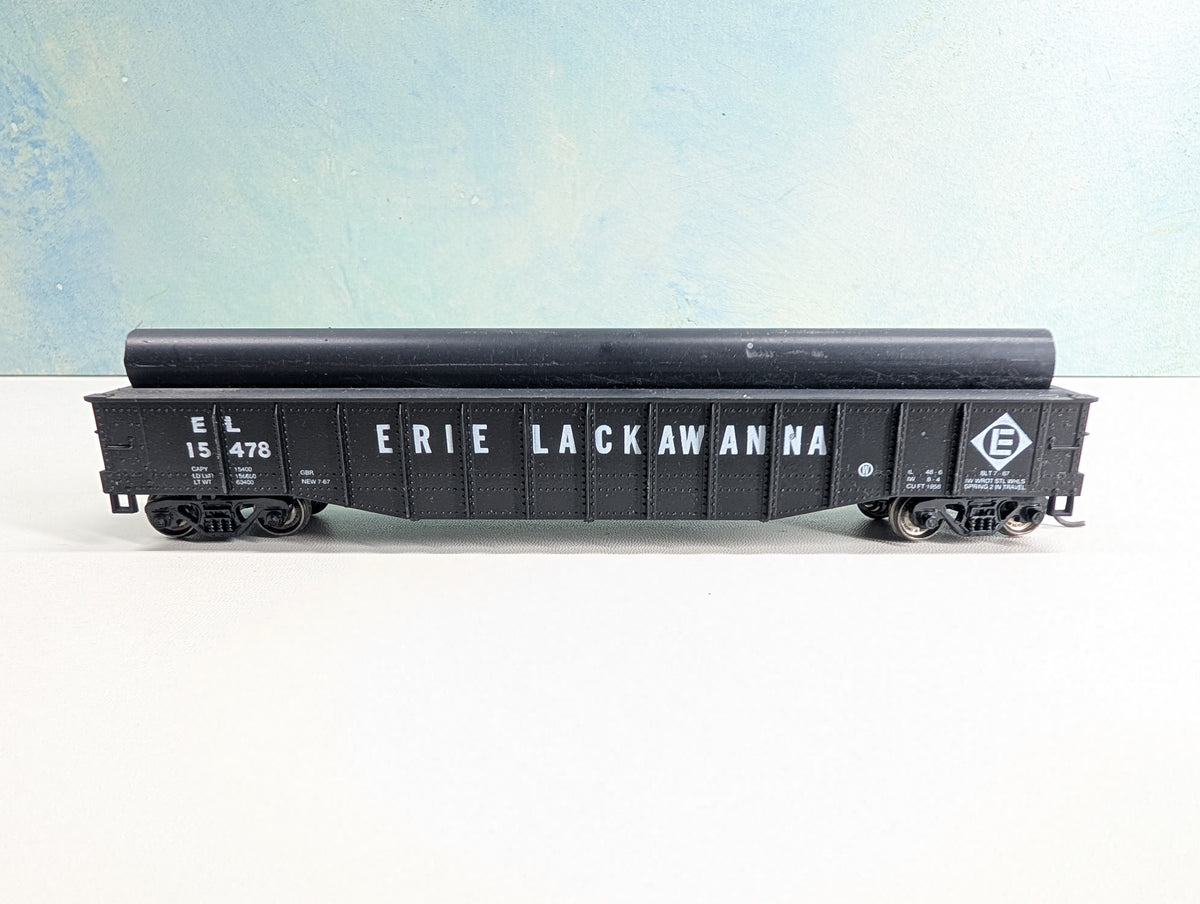 USED Athearn HO Scale 50' Gondola w/ Pipe Load Erie Lackawanna EL #15478 Metal Wheels
