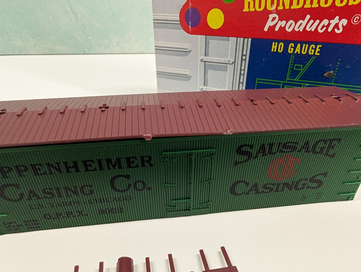 USED Roundhouse 3192 HO Scale 36' Billboard Reefer Oppenheimer Casing Co. OPPX #8003 Sausage Casings KIT