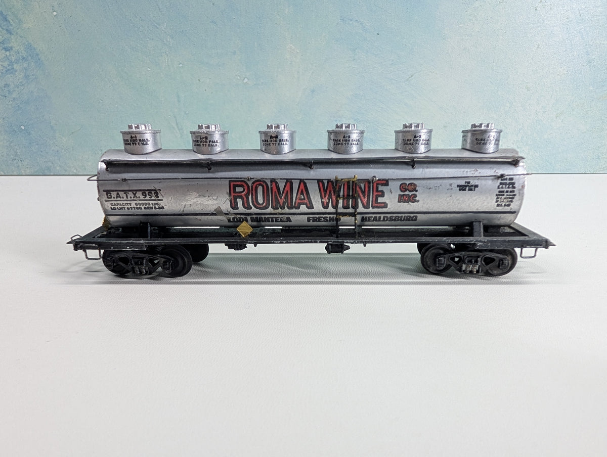 USED Thomas HO Scale 6 Dome Tank Car Metal Roma Wine GATX #992