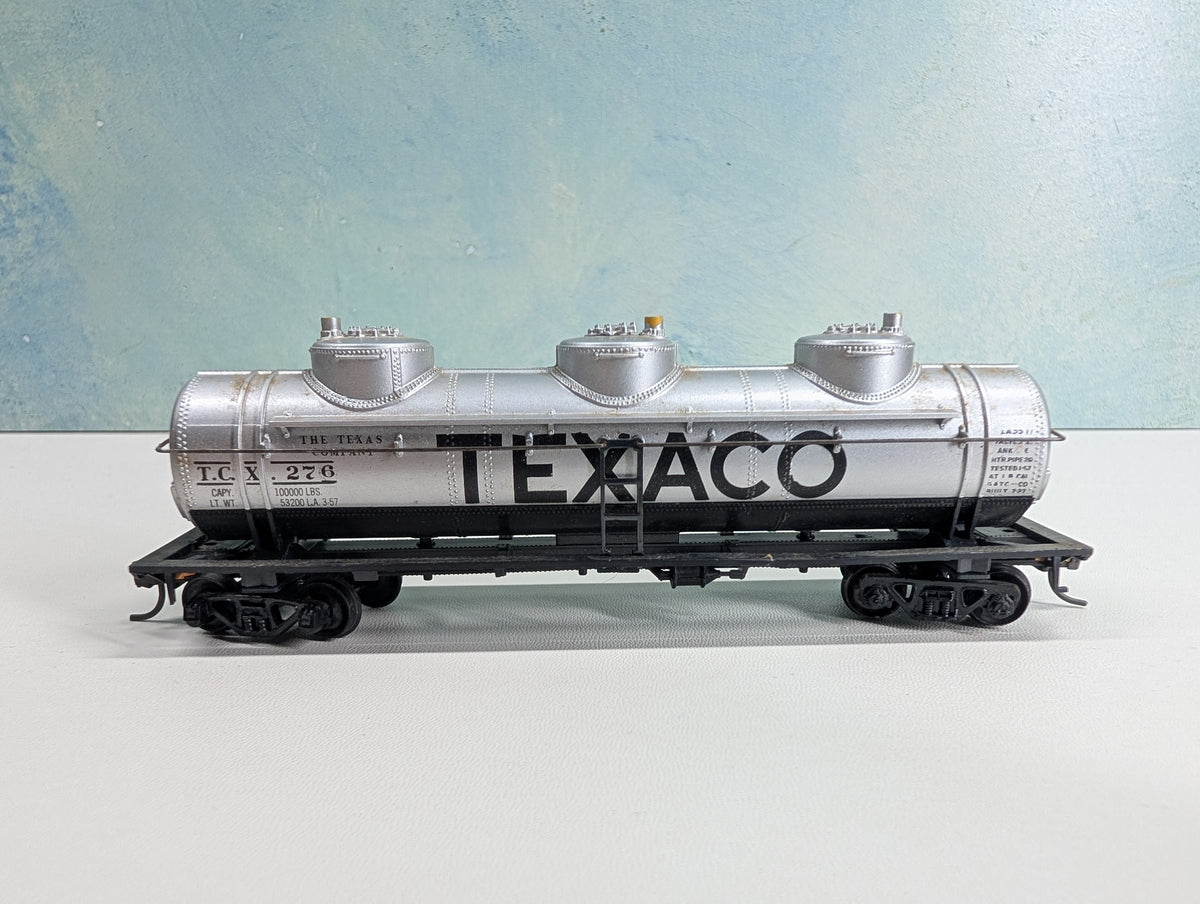 USED Athearn HO Scale Triple Dome Tank Car Texaco TCX #276 Metal Wheels