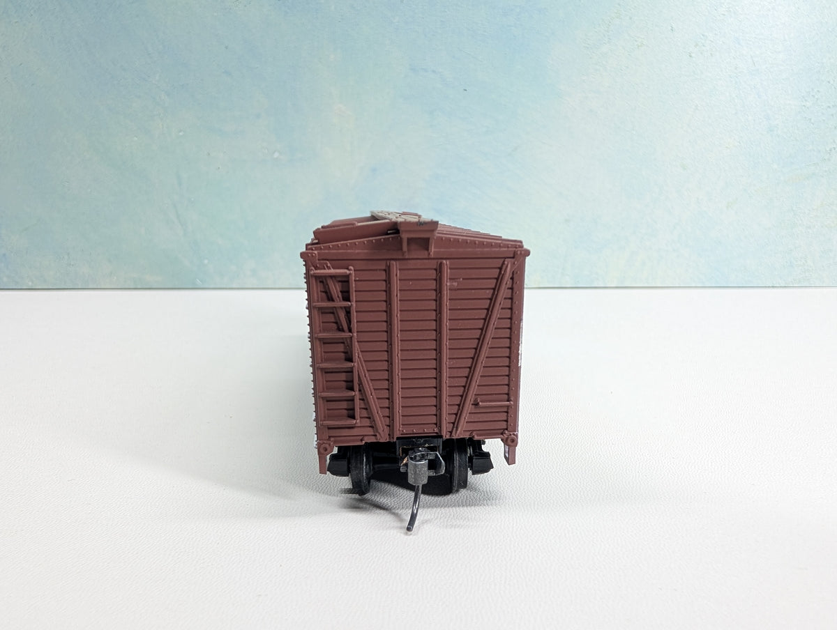 USED TRAIN MINIATURE HO Scale 40' Wood Box Car, Tobacco Series Sugar Barrel JM #1103 Metal Wheels