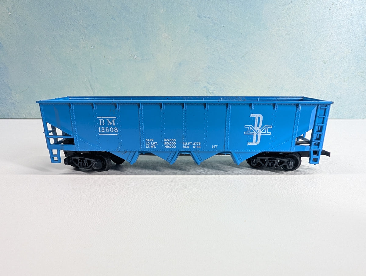USED Tyco HO Scale Quad Hopper Boston and Maine BM #12608