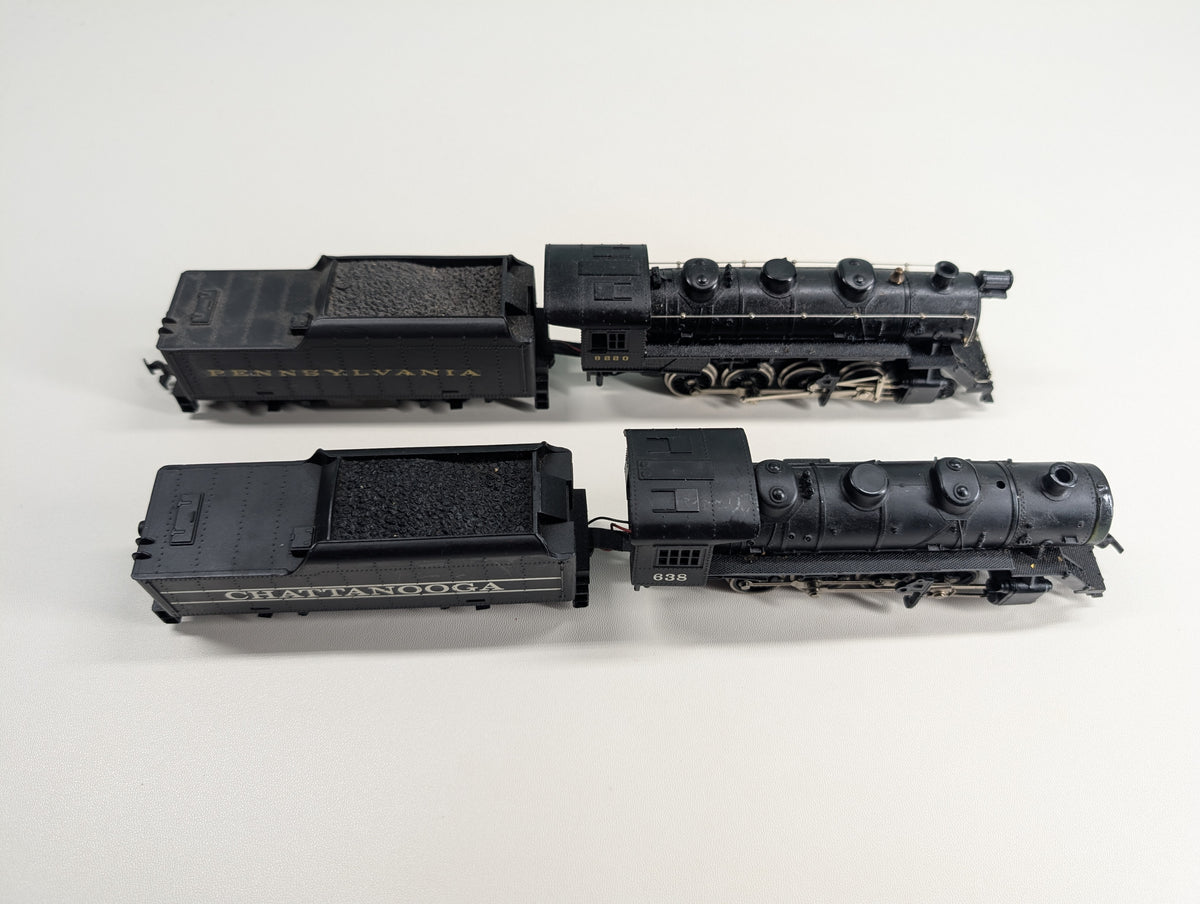 USED Tyco HO Scale Steam Locomotives, Chattanooga & Pennsylvania Parts/Repairs DC (2 pcs)