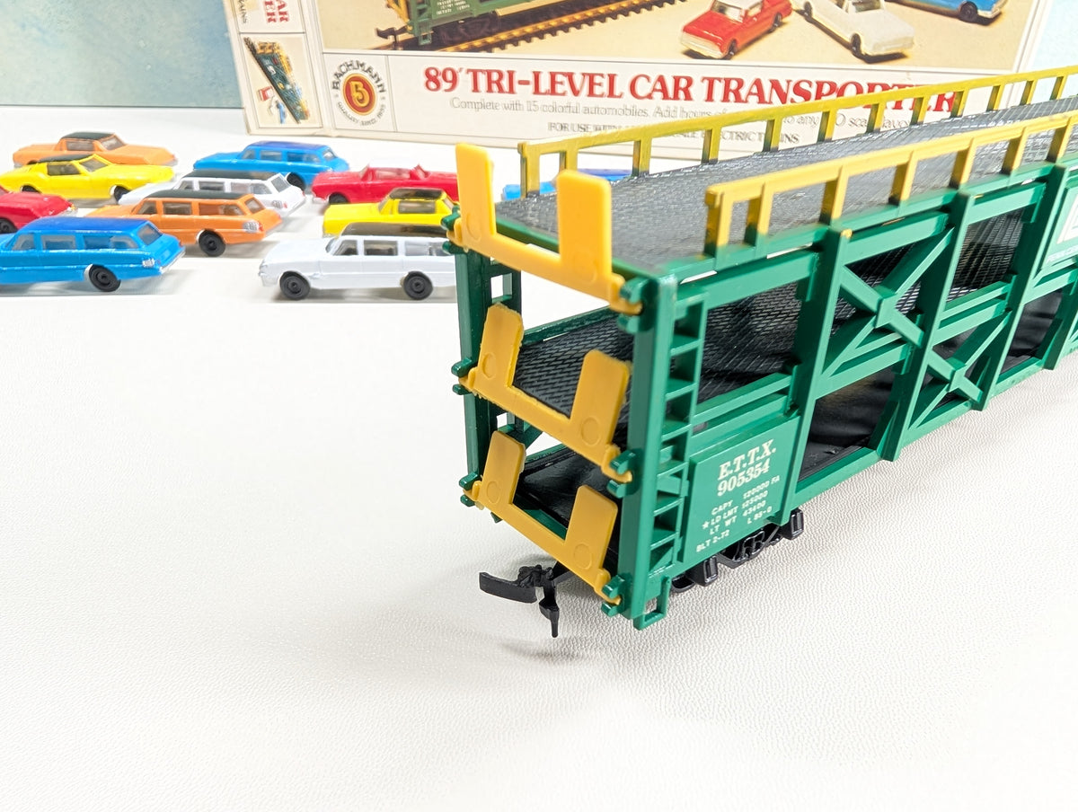 USED Bachmann 1264 HO Scale 89' Tri-Level Car Transporter Penn Central ETTX #905354