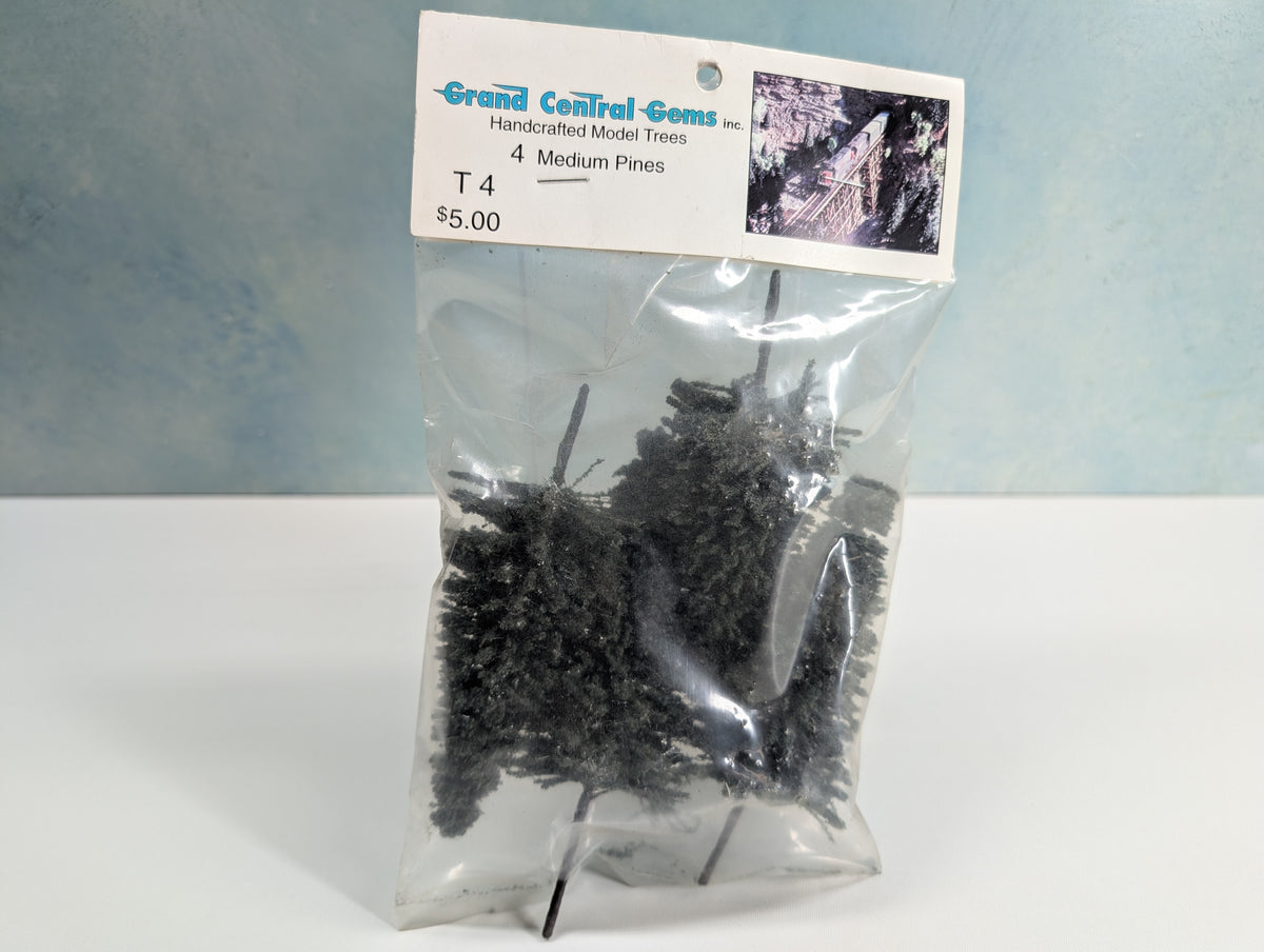 Grand Central Gems T4 HO Scale 4 Medium Pine Trees