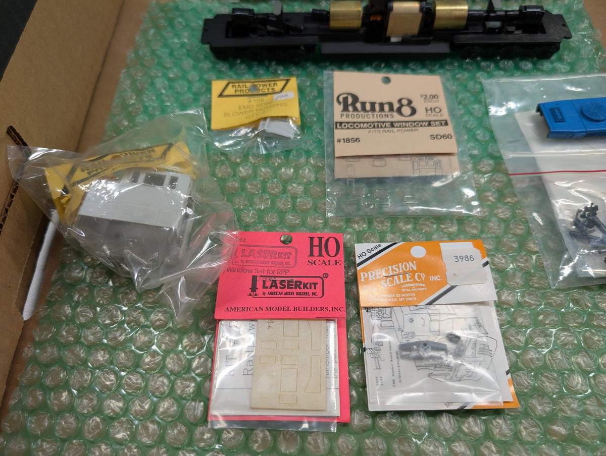USED Rail Power Products HO Scale Lot of SD60M Shell, Chassis & Other Various SD Locomotive Details Parts