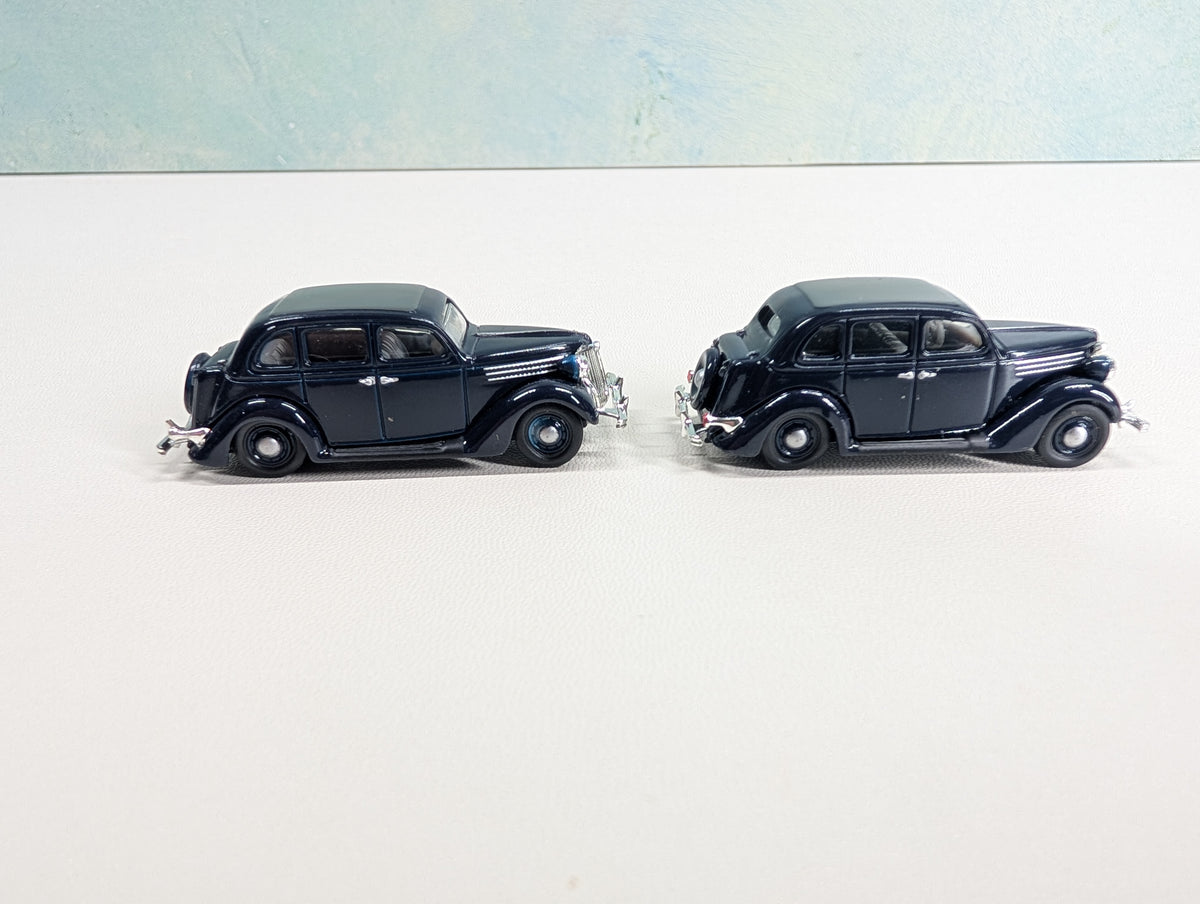 USED Classic Metal Works HO Scale '36 Ford ForDor, Dark Navy Blue (2 pcs)