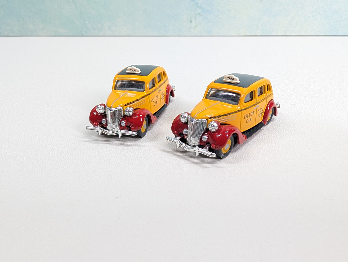 USED Classic Metal Works HO Scale '36 Ford ForDor, Yellow Cab (2 pcs)