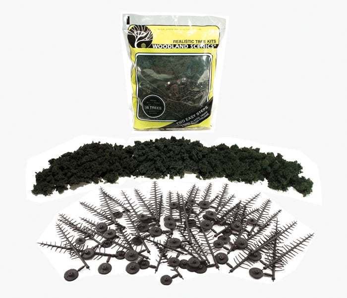 Woodland Scenics TR1105 Multi Scale Conifer Green Foilage Trees KIT (24 pcs)