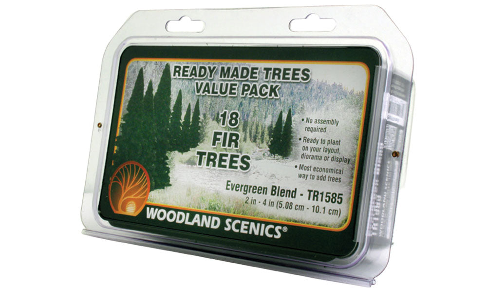 Woodland Scenics 1585 Multi Scale Fir Trees, Evergreen Blend Value Pack (18 pcs)