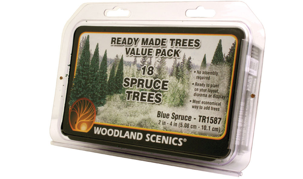 Woodland Scenics 1587 Multi Scale Spruce Trees, Blue Spruce Value Pack (18 pcs)