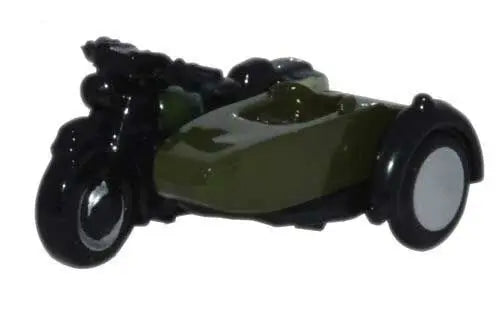 Oxford Diecast NBSA005 N Scale BSA Motorcycle w/Sidecar - Assembled British Army (black, green)