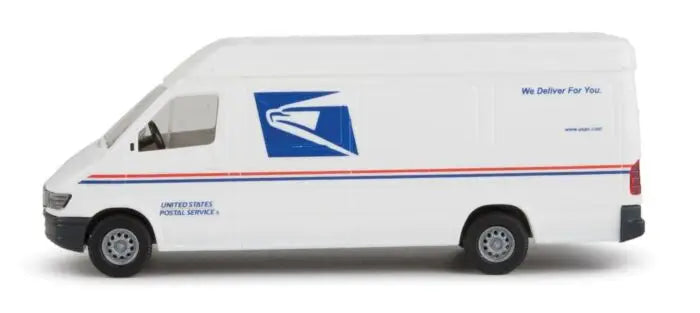 Walthers 949-12208 HO Scale Delivery Van - Assembled -- United States Postal Service (white, blue, red; "We Deliver For You" Slogan