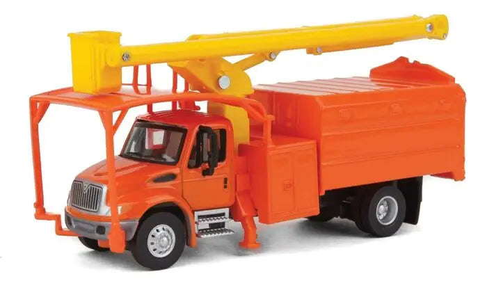 Walthers 949-11744 HO Scale International(R) 4300 2-Axle Truck with Tree Trimmer Body - Assembled - Orange Cab and Body, Yellow Boom