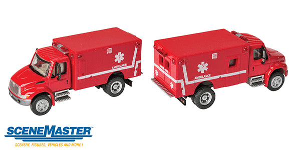 Walthers 949-11931 HO Scale International 4300 EMS Ambulance - Assembled Red
