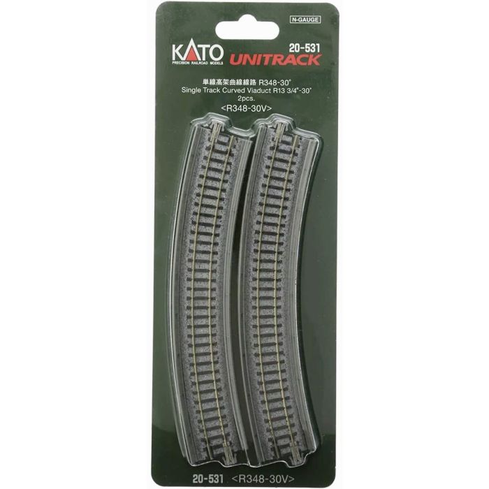 KATO 20-531 N Scale Single Track Curved Viaduct R13 3/4" 30D UniTrack (2 pcs)