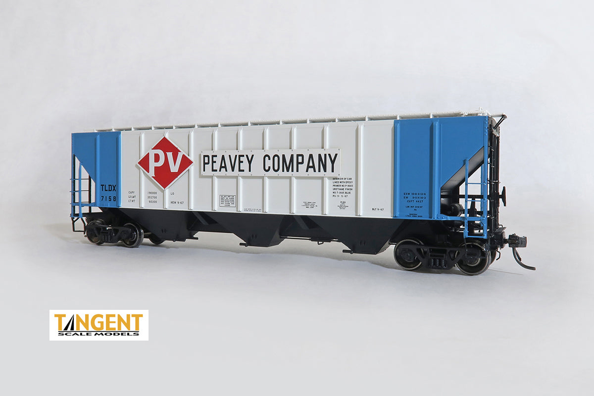 Tangent 21021-04 HO Scale PS-2 4427 High Side Covered Hopper Peavey Company TLDX #7170