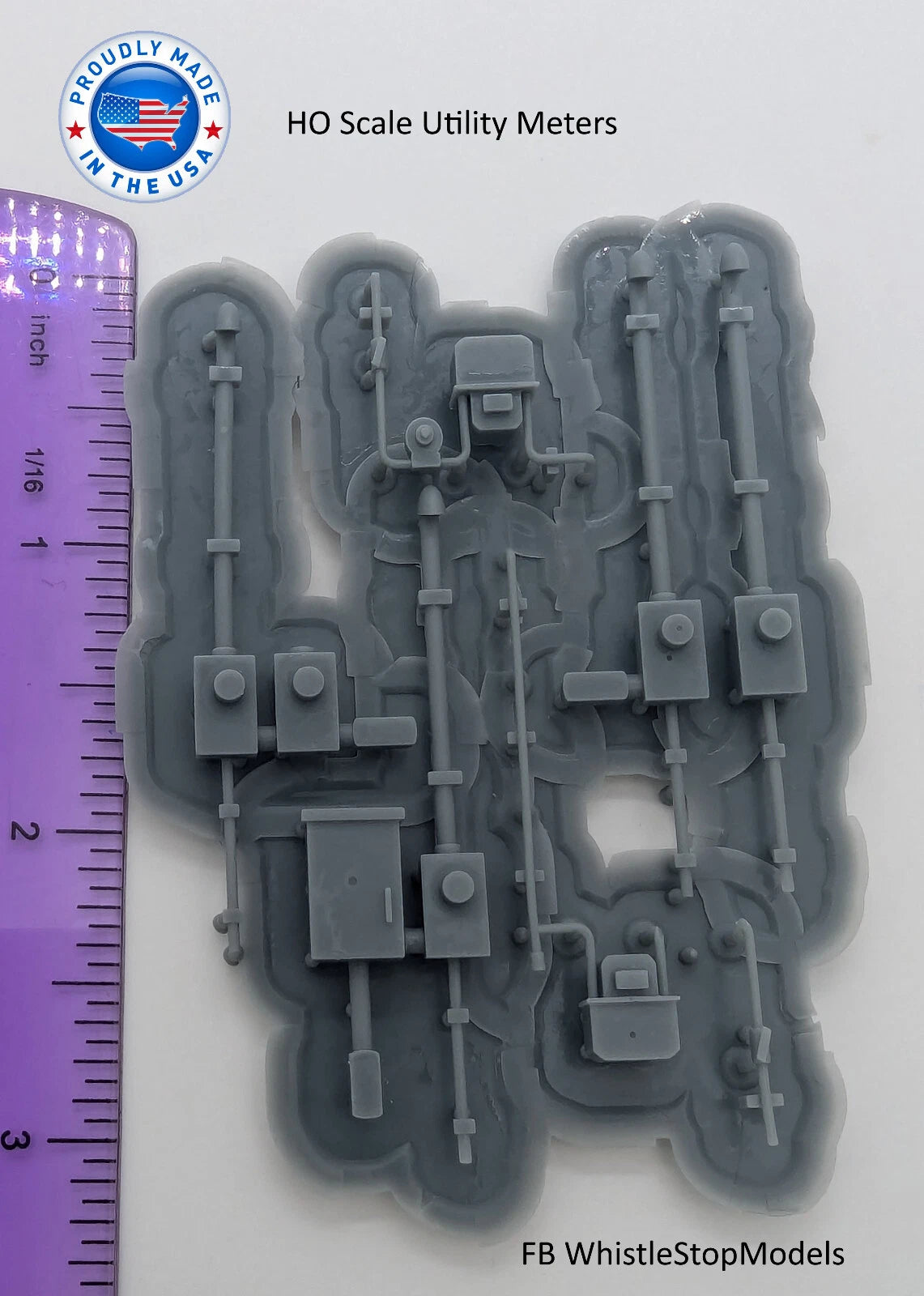 Whistle Stop Models HO1000 HO Scale Utility Meter, Resin 3D Printed, Highly Detailed Sample
