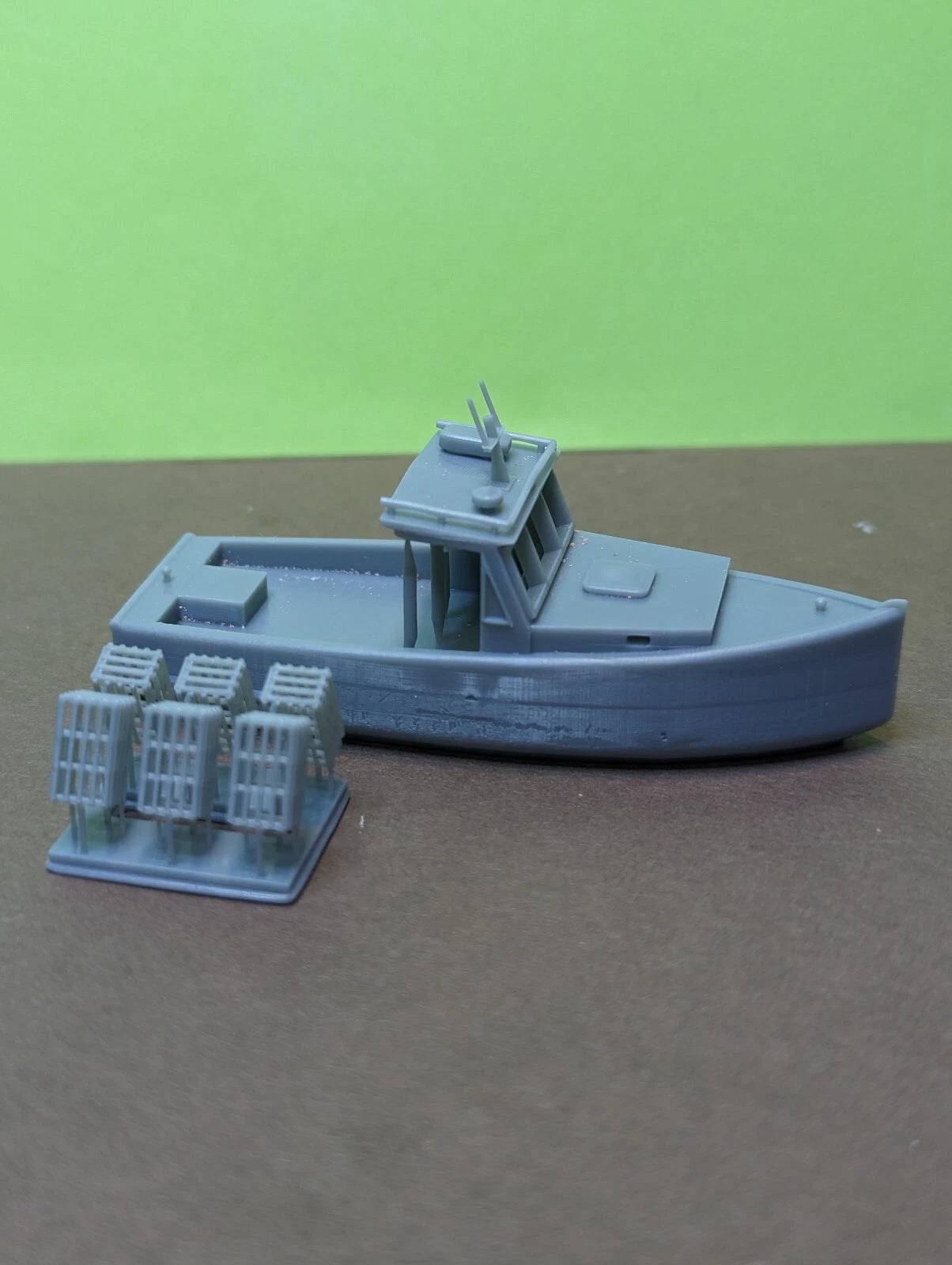 Whistle Stop Models HO1008 HO Scale Lobster Boat and Traps, Resin 3D Printed, Highly Detailed Sample
