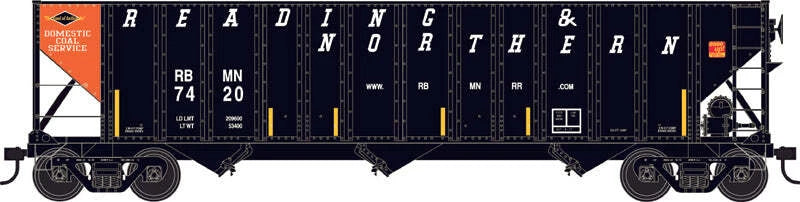 Bowser 43232 HO Scale 100 Ton 4 Bay Hopper Reading & Northern RBMN #7436 Orange Panel