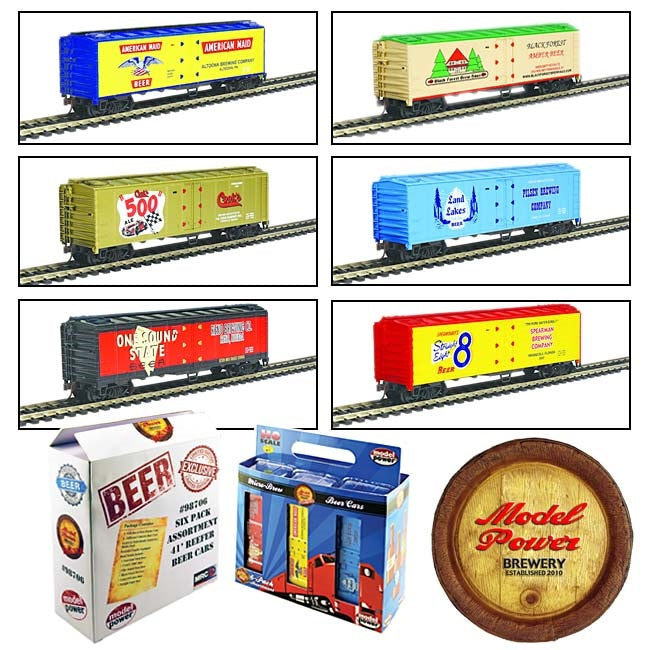 Model Power 98706 HO Scale 41' Refrigerator Beer Cars, 6 Pack Assortment
