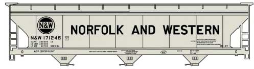 Accurail #2020.1 HO Scale 3-Bay ACF Covered Hopper Norfolk & Western N&W #171246 KIT